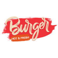 Hot and fresh burger typography. png