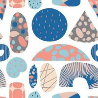 Vector Retro Muted Colorful Hand Drawn Abstract Collage Seamless Surface Pattern for Products or Wrapping Paper Prints.