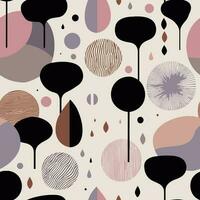 Vector Retro Muted Colorful Hand Drawn Abstract Collage Seamless Surface Pattern for Products or Wrapping Paper Prints.