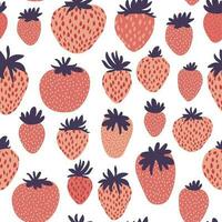 Vector Minimal Japanese Style Cute Strawberry Seamless Pattern