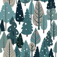 Vector Festive Winter Forest and Trees Abstract Seamless Surface Pattern for Products or Wrapping Paper Prints.