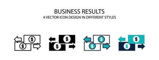 Business results icon in outline, thin line, solid, filled and flat style. Vector illustration of two colored and black business results icon vector icons designs can be used for mobile, ui, web