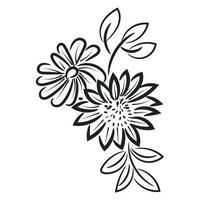 Hand drawn floral doodle background. Flat design abstract leaves design for greeting card invitation vector