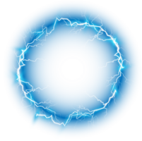 blauw bal bliksem. abstract elektrisch bliksem staking. licht flash, donder, vonk. png. png