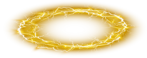 Yellow Ball lightning. Abstract electric lightning strike. Light flash, thunder, spark. PNG. png