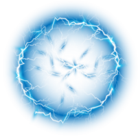 Blue Ball lightning. Abstract electric lightning strike. Light flash, thunder, spark. PNG. png