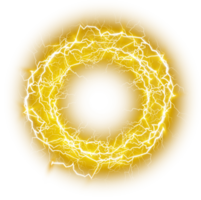 Yellow Ball lightning. Abstract electric lightning strike. Light flash, thunder, spark. PNG. png