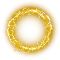Yellow Ball lightning. Abstract electric lightning strike. Light flash, thunder, spark. PNG. png