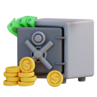 3d Illustration of money safe deposit box png