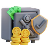 3d Illustration of security money deposit box png