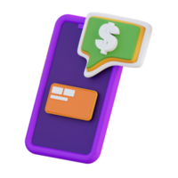 3d illustration check financial balance with mobile phone png