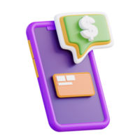 3d illustration check financial balance with mobile phone png