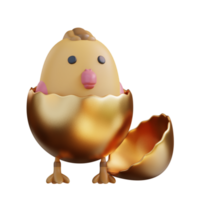 3d ilustración de polluelo y dorado huevo png
