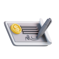 3d Illustration of bank cash check png