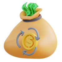 3d Illustration of a money bag png