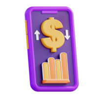 3d illustration mobile preview financial graph png