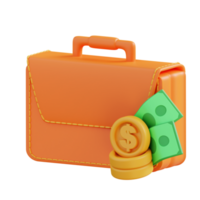 3d illustration valise et argent png