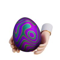 3d illustration of a hand holding an easter egg png