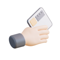 3d Illustration of a hand holding an atm card png