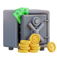 3d Illustration of money safe deposit box png