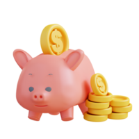 3d Illustration of saving money in a piggy bank png