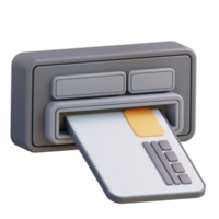 3d illustratie van Geldautomaat kaart en contant geld opname machine png