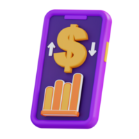 3d illustration mobile preview financial graph png