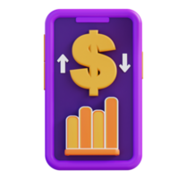 3d illustration mobile preview financial graph png