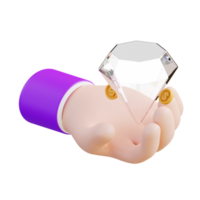 3d illustration av en hand innehav en diamant png