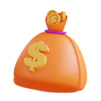 3d ilustración de dinero bolso png