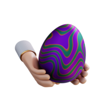 3d illustration of a hand holding an easter egg png