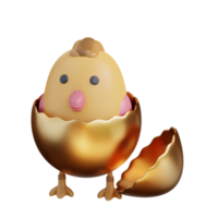 3d illustration of chick and golden egg png