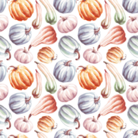 Pumpkins seamless pattern. WAtercolor clipart png