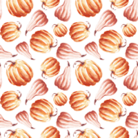 Pumpkins seamless pattern. WAtercolor clipart png