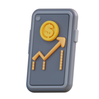 3d Illustration of a rising dollar check mobile phone png