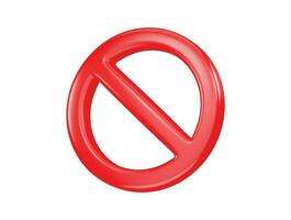 3d Red prohibited sign no icon warning or stop symbol safety danger isolated vector illustration