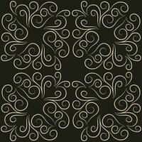 Seamless pattern, golden linear pattern, monogram on a dark background. Design for banner, leaflet, print, poster, wallpaper, fabric. Abstract geometry. vector