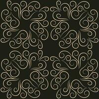 Seamless pattern, golden linear pattern, monogram on a dark background. Design for banner, leaflet, print, poster, wallpaper, fabric. Abstract geometry. vector