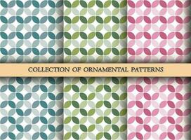 A set of seamless minimalistic geometric patterns. Design for banner, leaflet, print, poster, wallpaper, fabric. Abstract geometry. vector