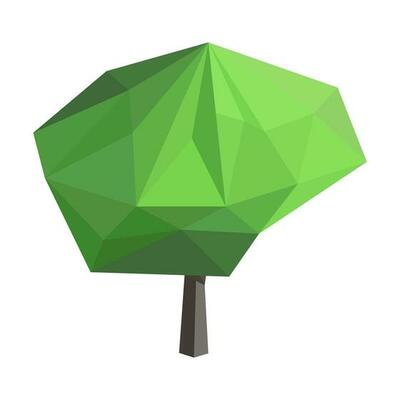 Abstract low poly tree icon isolated. Geometric polygonal style. 3d low poly.