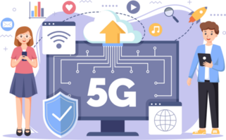 mobil trådlös 5:e generation teknologi bakgrund design illustration. 5g trådlös nätverk teknologi begrepp png