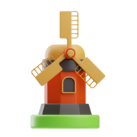 farming object windmill illustration 3d png