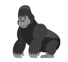 Friendly gorilla on a white background vector. Flat cartoon illustration for kids. Cute primate mammal cartoon character icon. vector