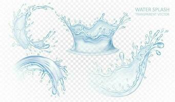 realista agua chapoteo conjunto aislado. azul líquido ondas. vector ilustración diseño.