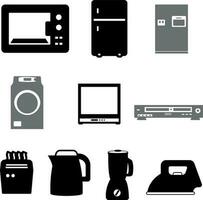 Set of different Home appliances  silhouette vector illustration