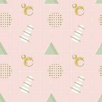 Vector seamless geometric pattern with simple shapes and forms. Pink background or wrapping paper with mesh or cells, triangles, dots and lines.