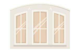 Old vintage white classic window frame. Flat style isolated vector illustration.