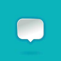 3d white speech bubble. rectangle form figure Speech bubble icon. 3d render. Network communication concept.  Isolated vector illustration