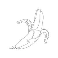 One line drawing of peeled banana. Continuous line art drawing. Isolated vector illustrator