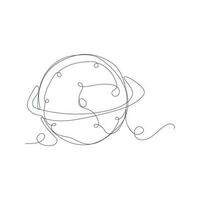 Continuous line art moon. One line drawing planet. Solar system. Vector illustration on white background